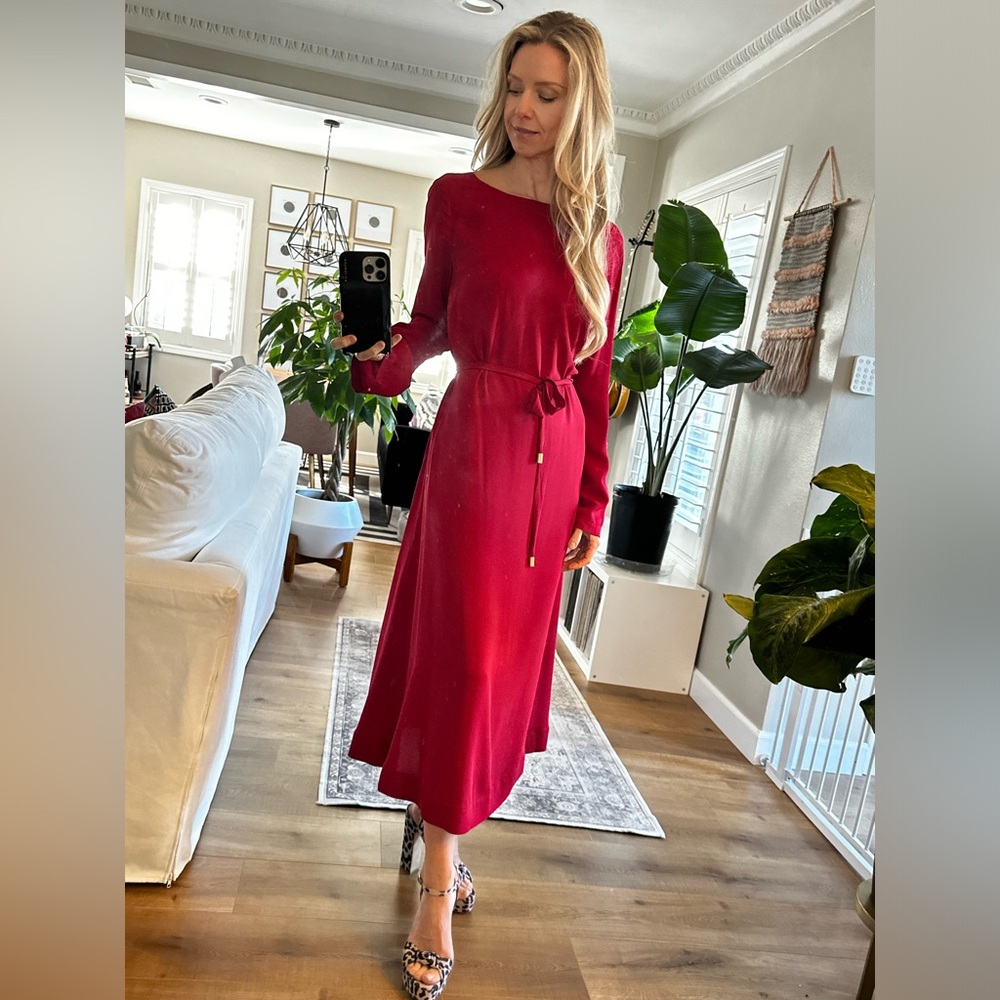 Diane Von Furstenberg Red Silk Dress with Tie Belt